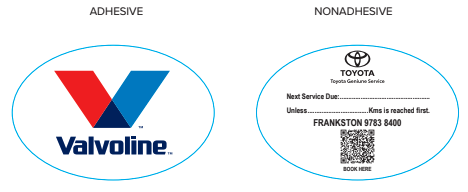 [355810] Frankston Toyota Service Labels