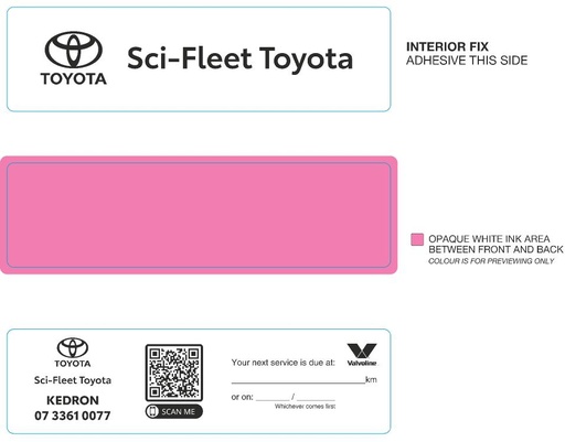 [362458] Sci Fleet Toyota Kedron Service Labels